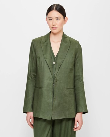 European Linen Blend Relaxed Blazer - Preview