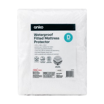 Waterproof Fitted Mattress Protector, Double Bed - Anko