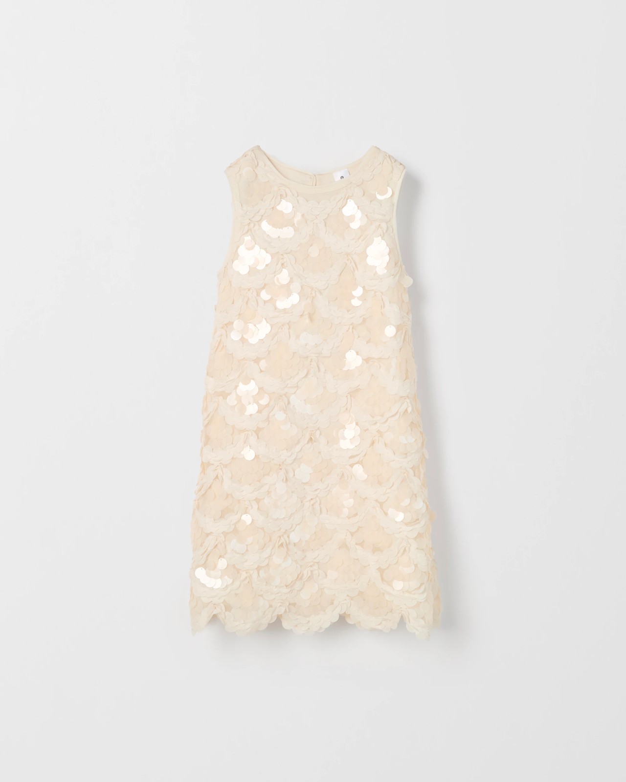 Sequin Sleeveless Scallop Hem Occasion Dress - Cream 2 of 2