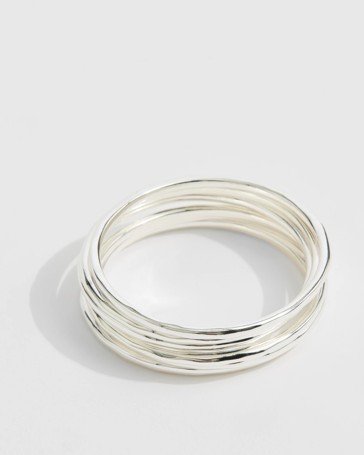 6 Pack Battered Bangle Set