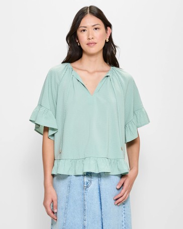 Frill Sleeve Peasant Top