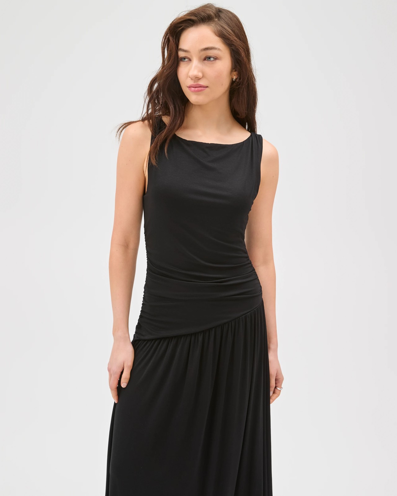 Lily Loves Fitted Drape Maxi Dress - Black 2 of 5