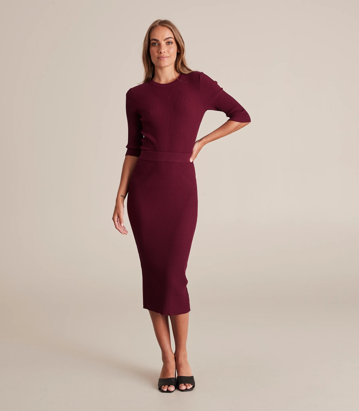 Preview Elbow Sleeve Rib Knit Top Target Australia