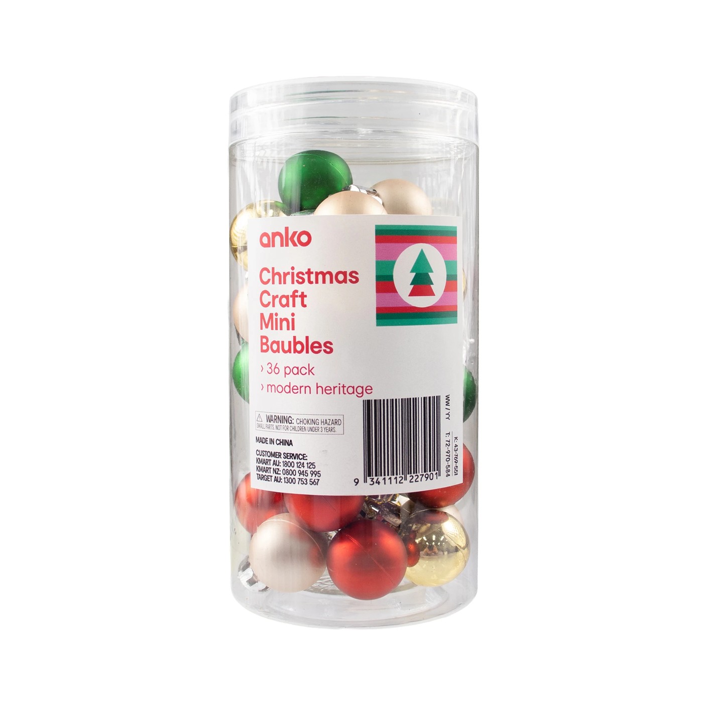 Anko 36 Pack Christmas Craft Mini Bauble - Assorted 2 of 5