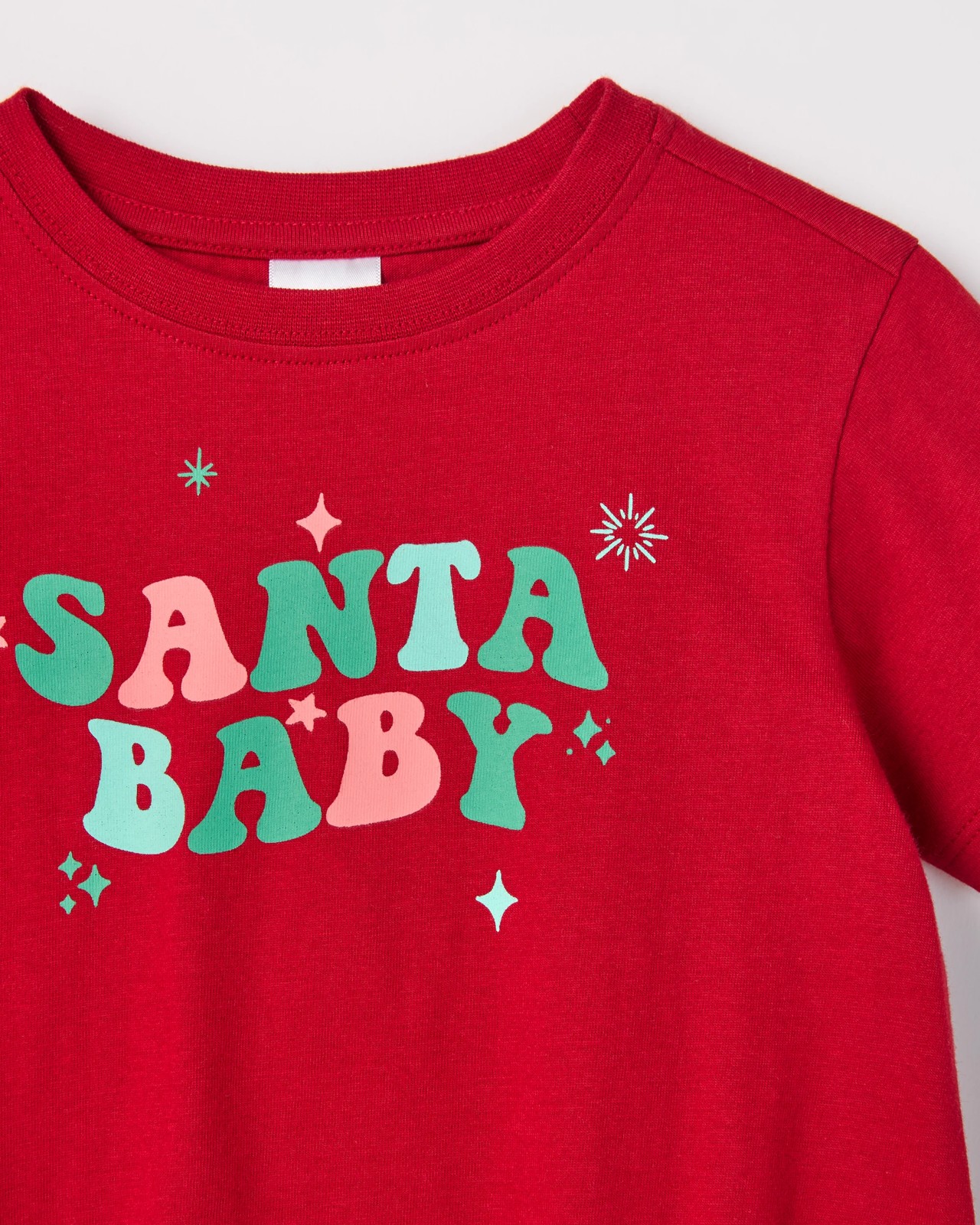 Baby Organic Cotton Short Sleeve Bubble Christmas Bodysuit - Xmas Santa Red 6 of 6