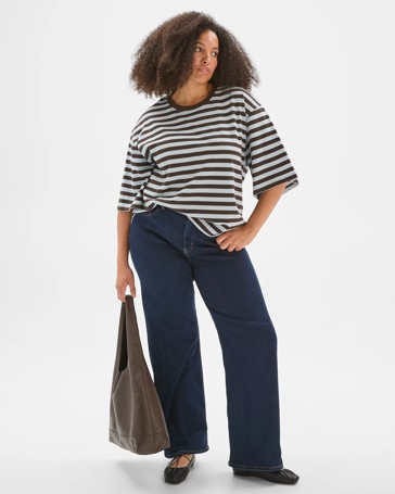 Plus Size Australian Cotton Wide Sleeve Boxy T-Shirt
