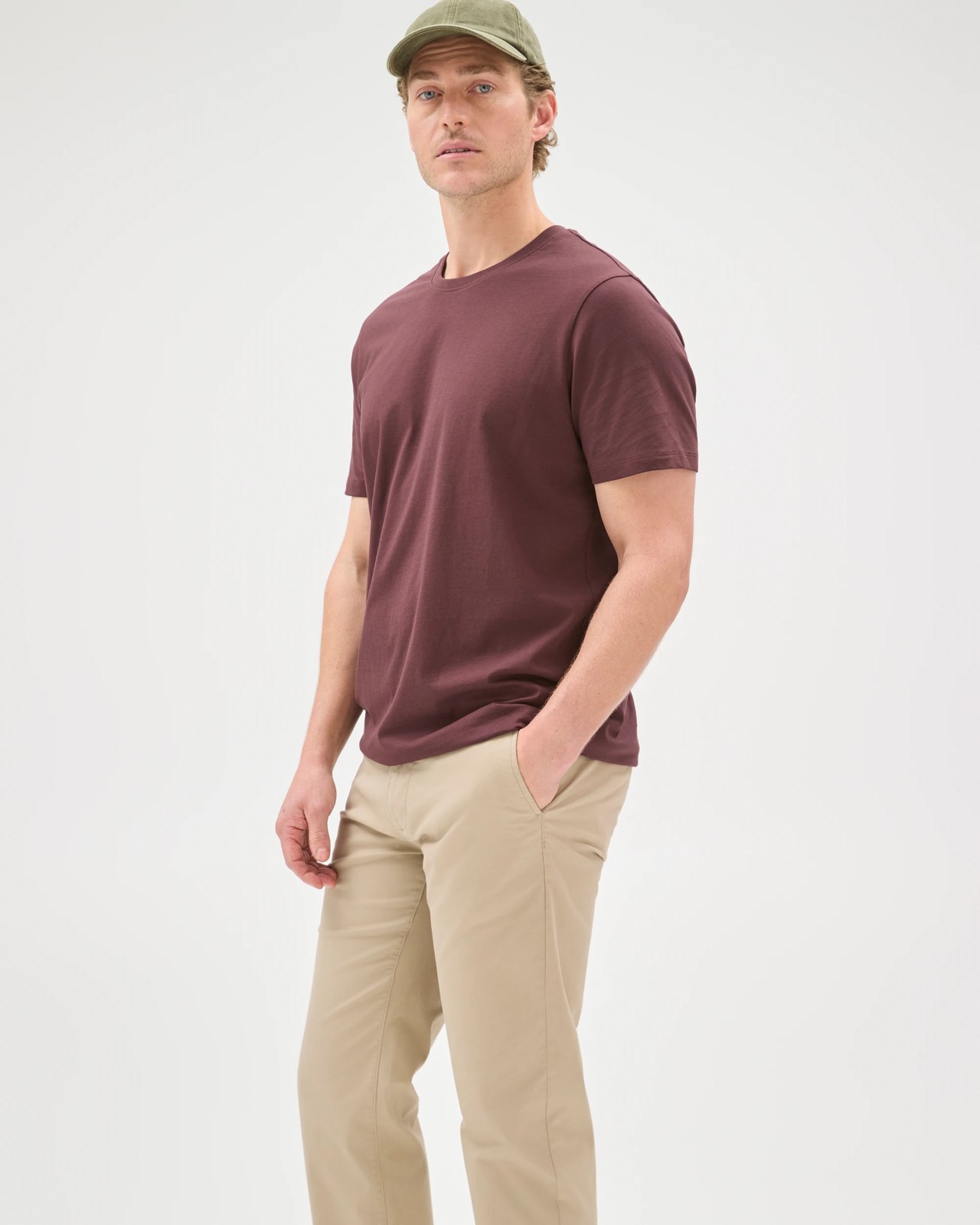 Australian Cotton Straight Chino Pants  - Stone 3 of 6