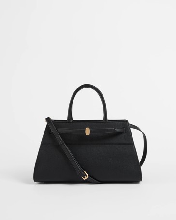 Belted Top Handle Work Tote Bag