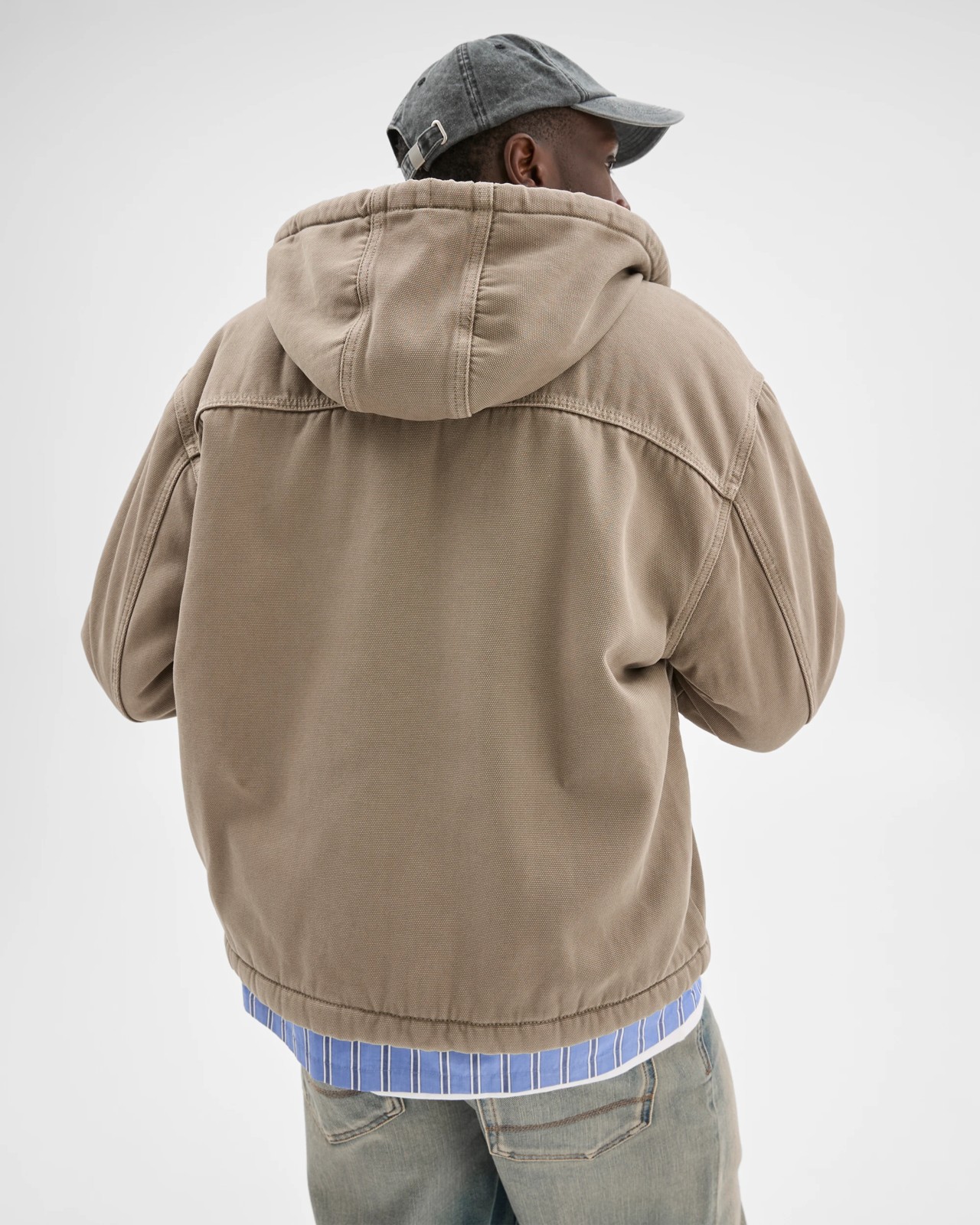 Commons Heavyweight Washed Hooded Worker Jacket - Khaki 6 of 6