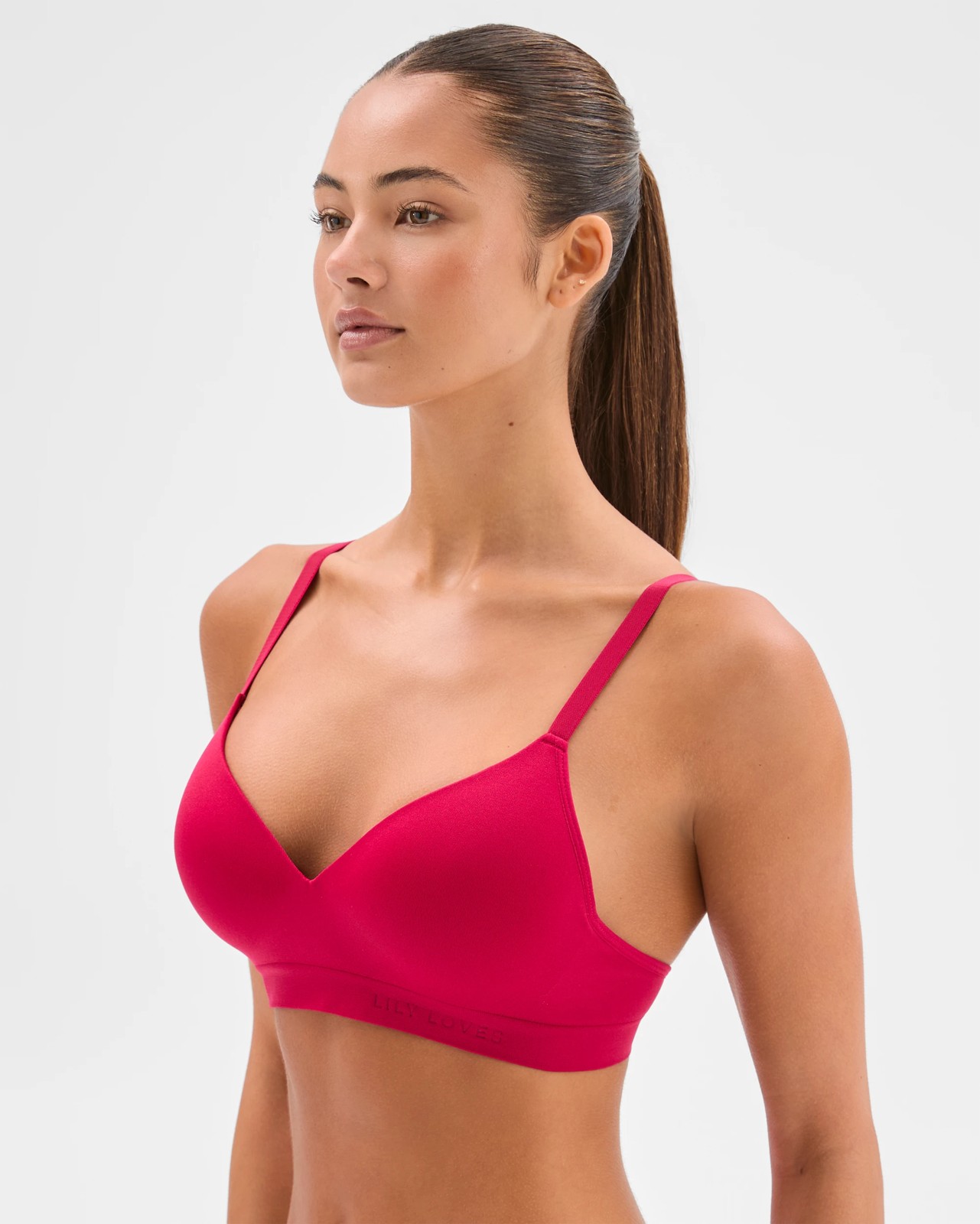 Lily Loves Seamfree Embossed Wirefree T-Shirt Crop Bra  - Wineberry 2 of 3