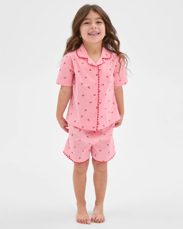 Australian Cotton Younger Girls Ric Rac Shorts Pyjama Set