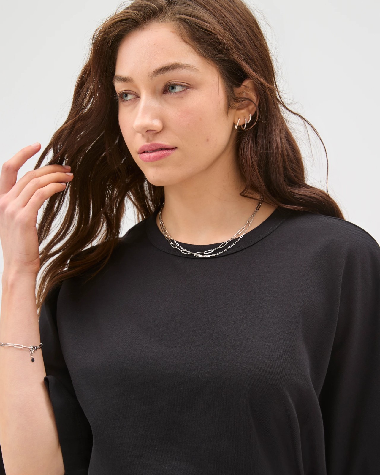 Lily Loves Australian Cotton Tie Detail T-Shirt - Black 4 of 6