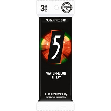 Wrigley's 3 Pack 5 Watermelon Burst Sugarfree Gum 96g