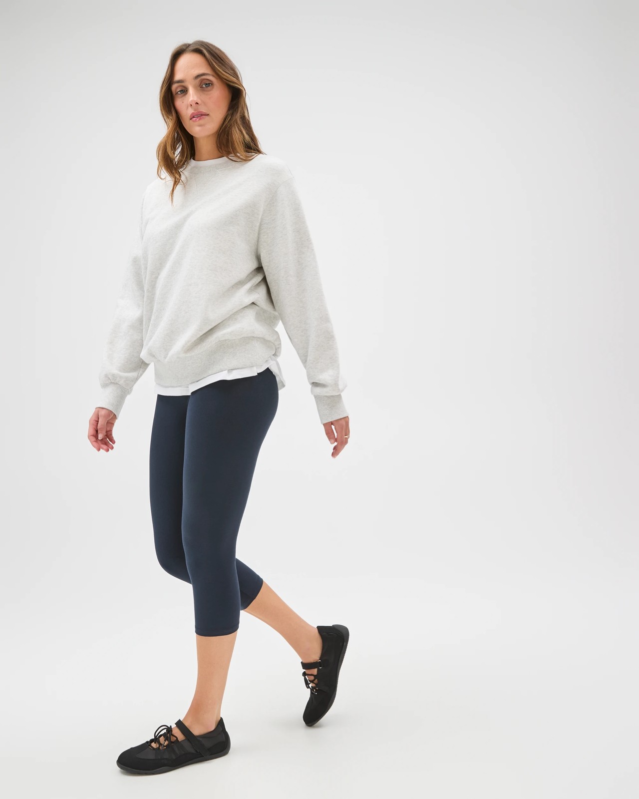 Active Australian Cotton 3/4 Length Stretch Leggings - Navy Blue 3 of 5