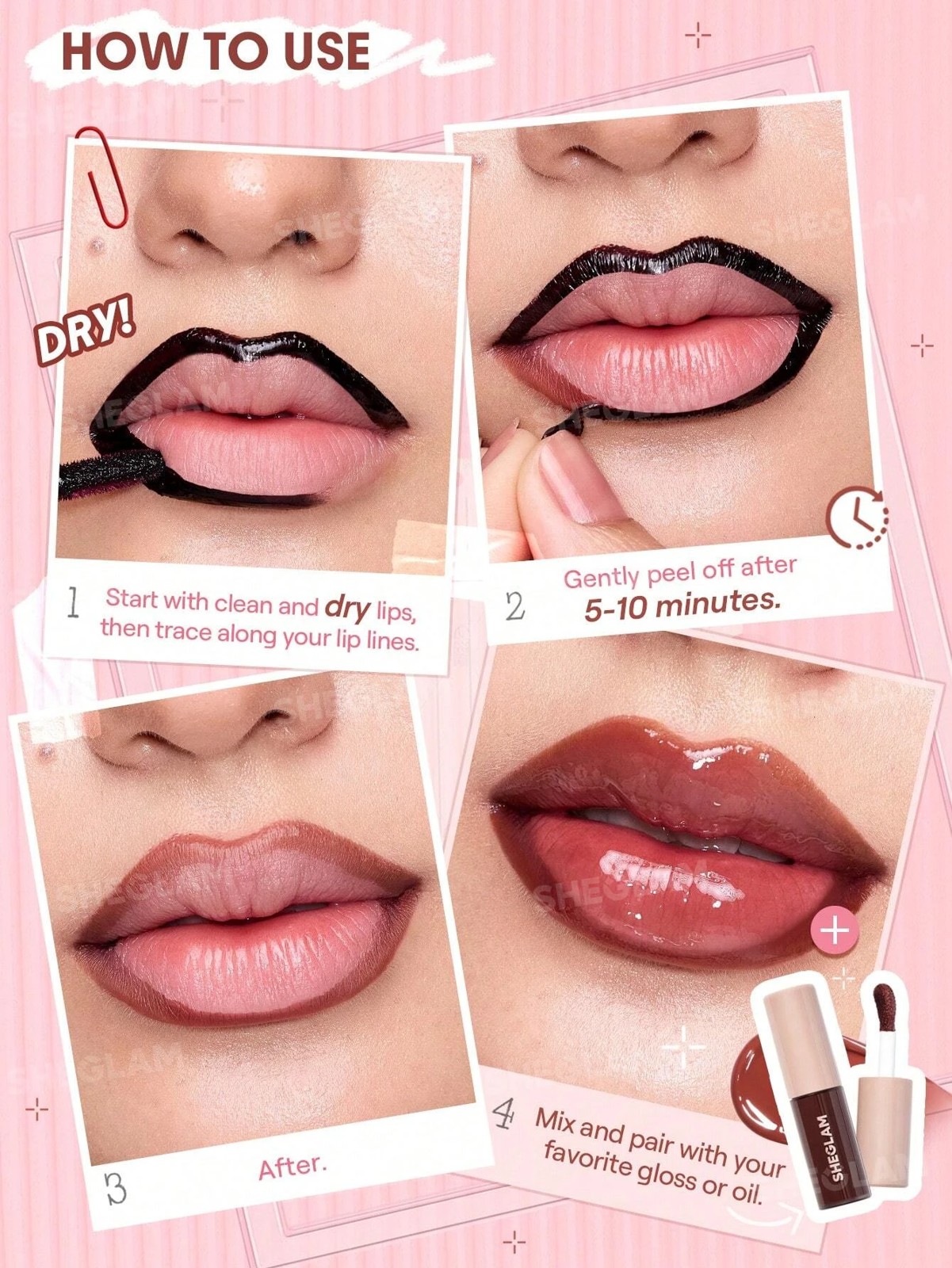 SHEGLAM Fall In Line Peel Off Lip Liner Stain - Pinky Promise 5 of 6