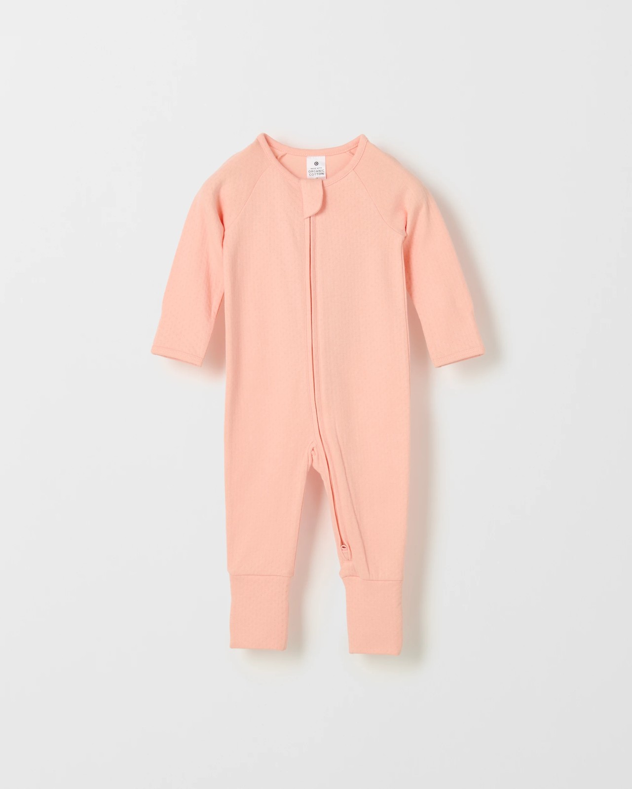 Baby Organic Cotton Pointelle Zip Coverall - Peach Pearl 4 of 6