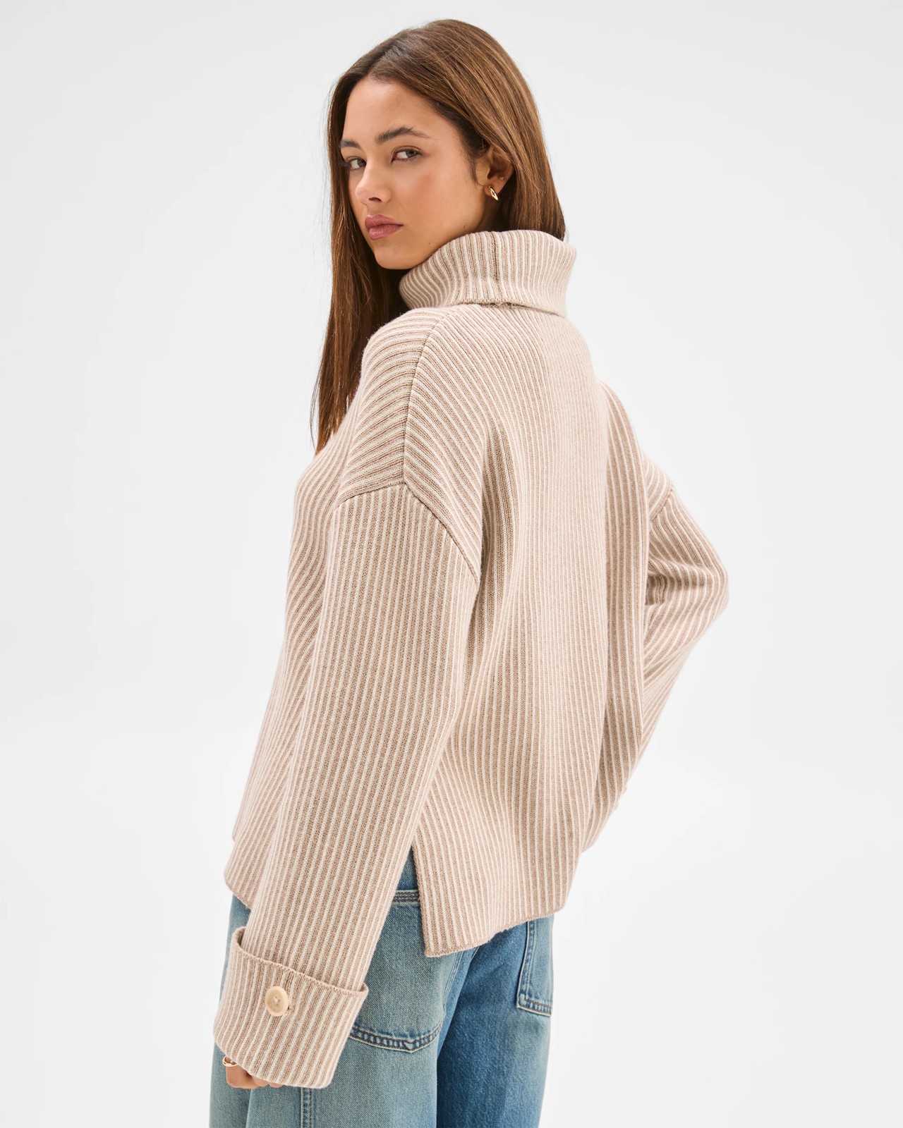 Lily Loves High Neck Rib Jumper - Light Cream 5 of 5