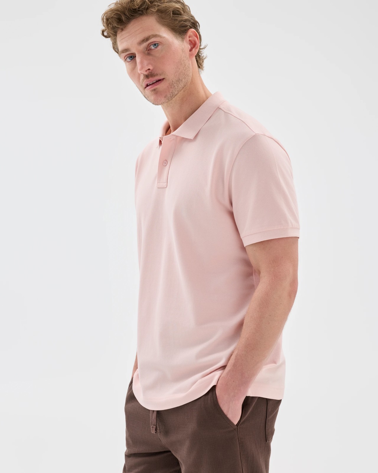 Australian Cotton Short Sleeve Polo Top - Lotus Pink 3 of 5
