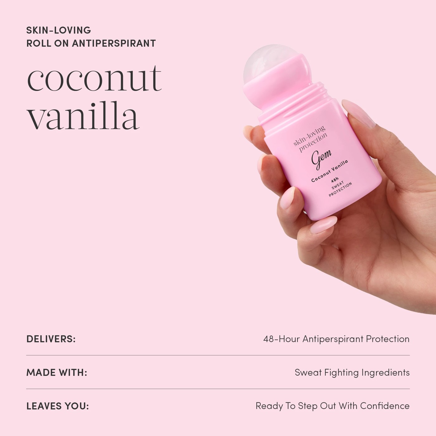 Gem Skin Loving Roll on Deodorant 50ml - Coconut & Vanilla 4 of 5