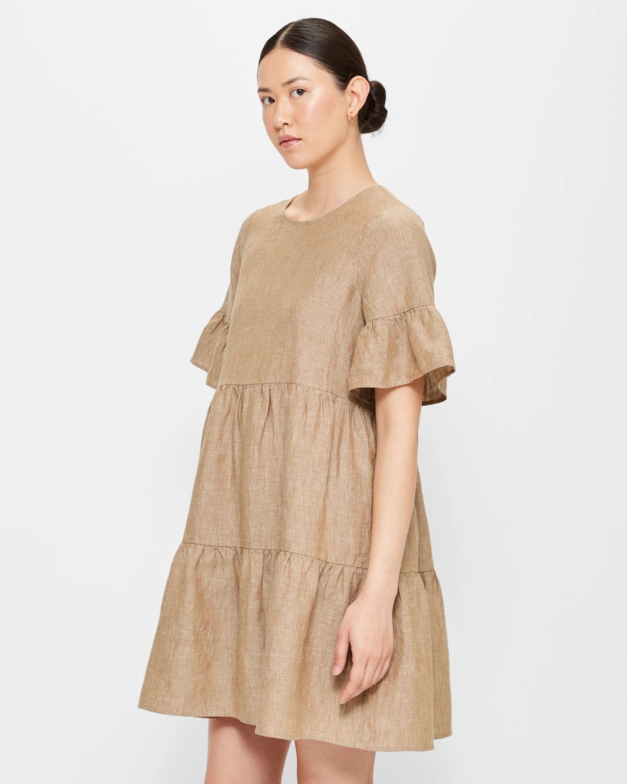 European Linen Tiered Mini Dress 3 of 5