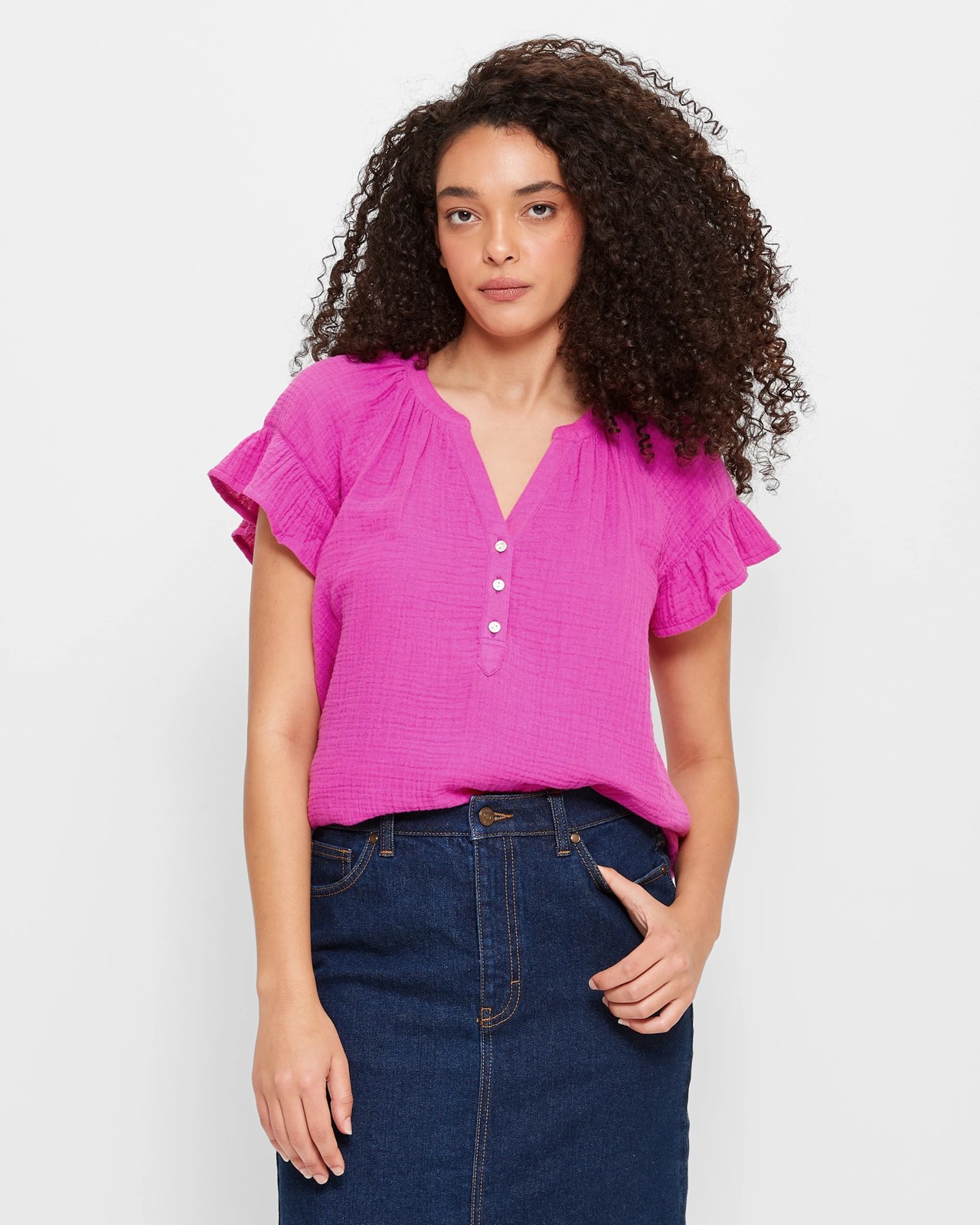 Double Cloth Flutter Sleeve Blouse Target Australia