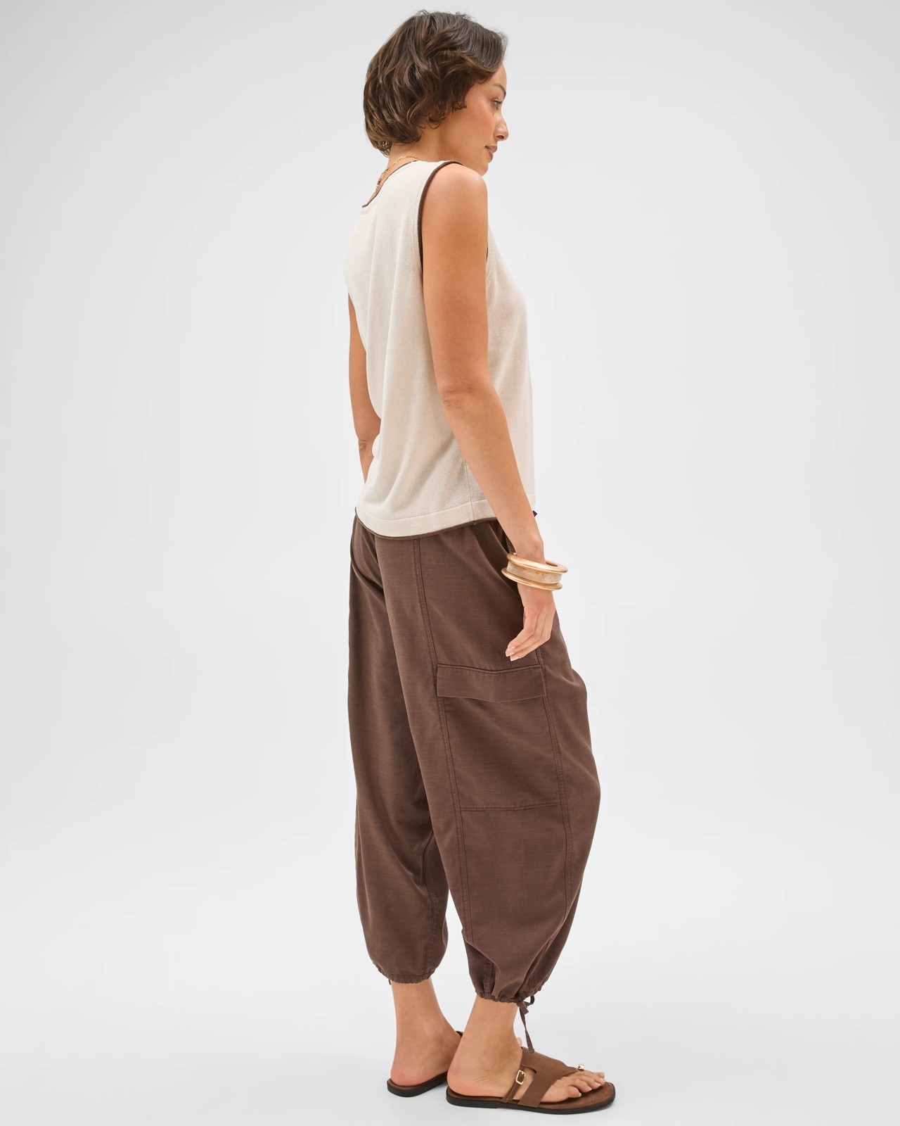 Slub Cargo Pull On Pants - Coffee Bean 4 of 6