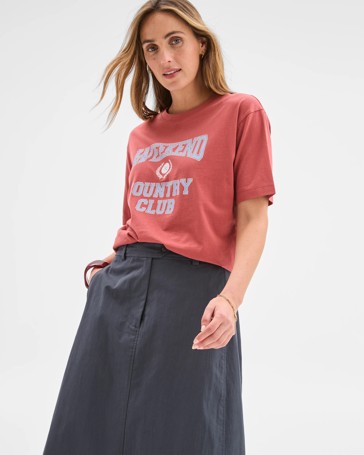 Australian Cotton Step Hem Boxy Crop T-Shirt