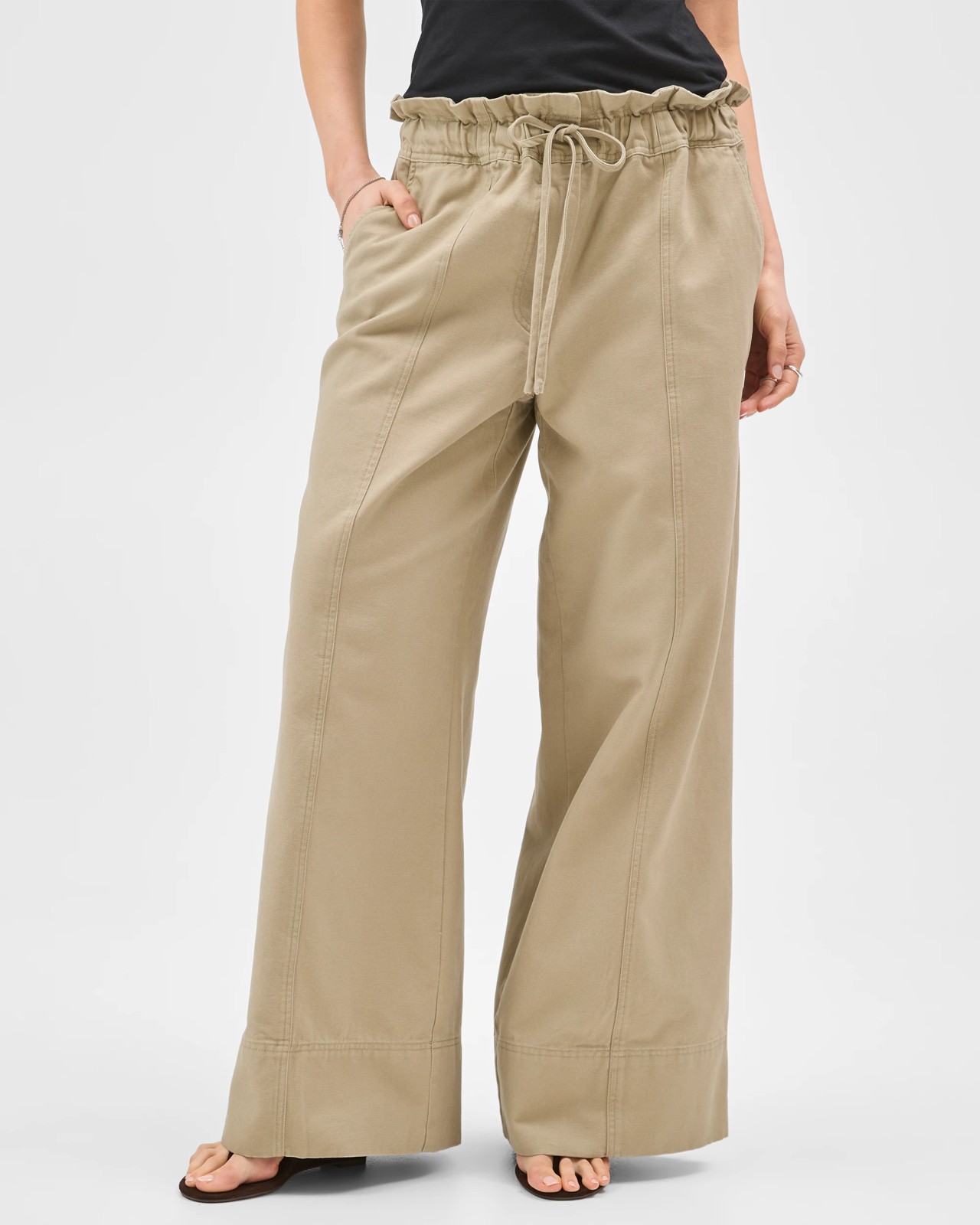 Lily Loves Australian Cotton Wide Leg Paperbag Pants - Crushed Leaf 4 of 6