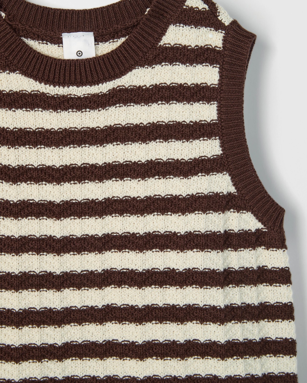 Australian Cotton Crochet Knit Tank Top - Stripe Chocolate 6 of 6