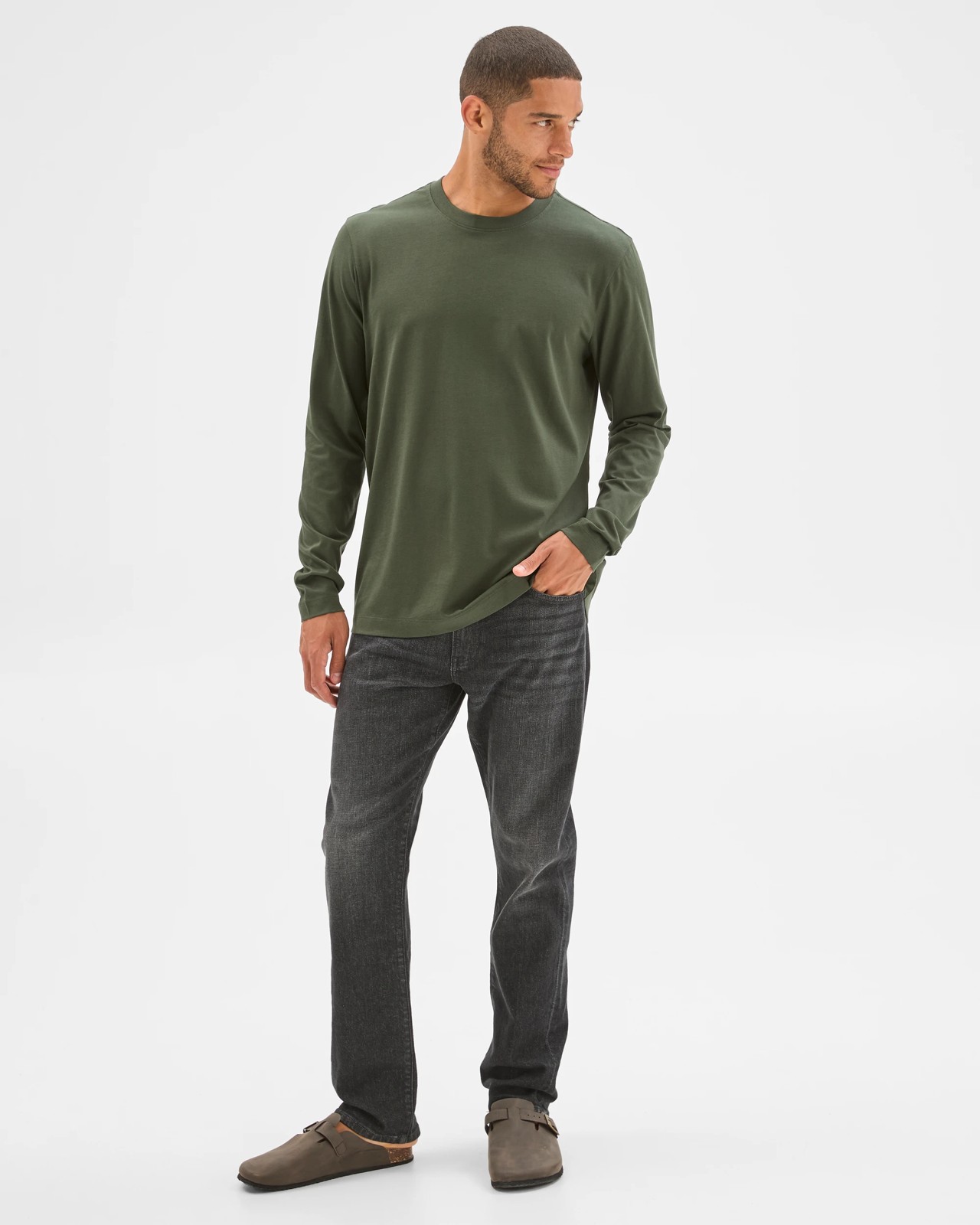 Australian Cotton Long Sleeve T-Shirt - Winter Green 2 of 5
