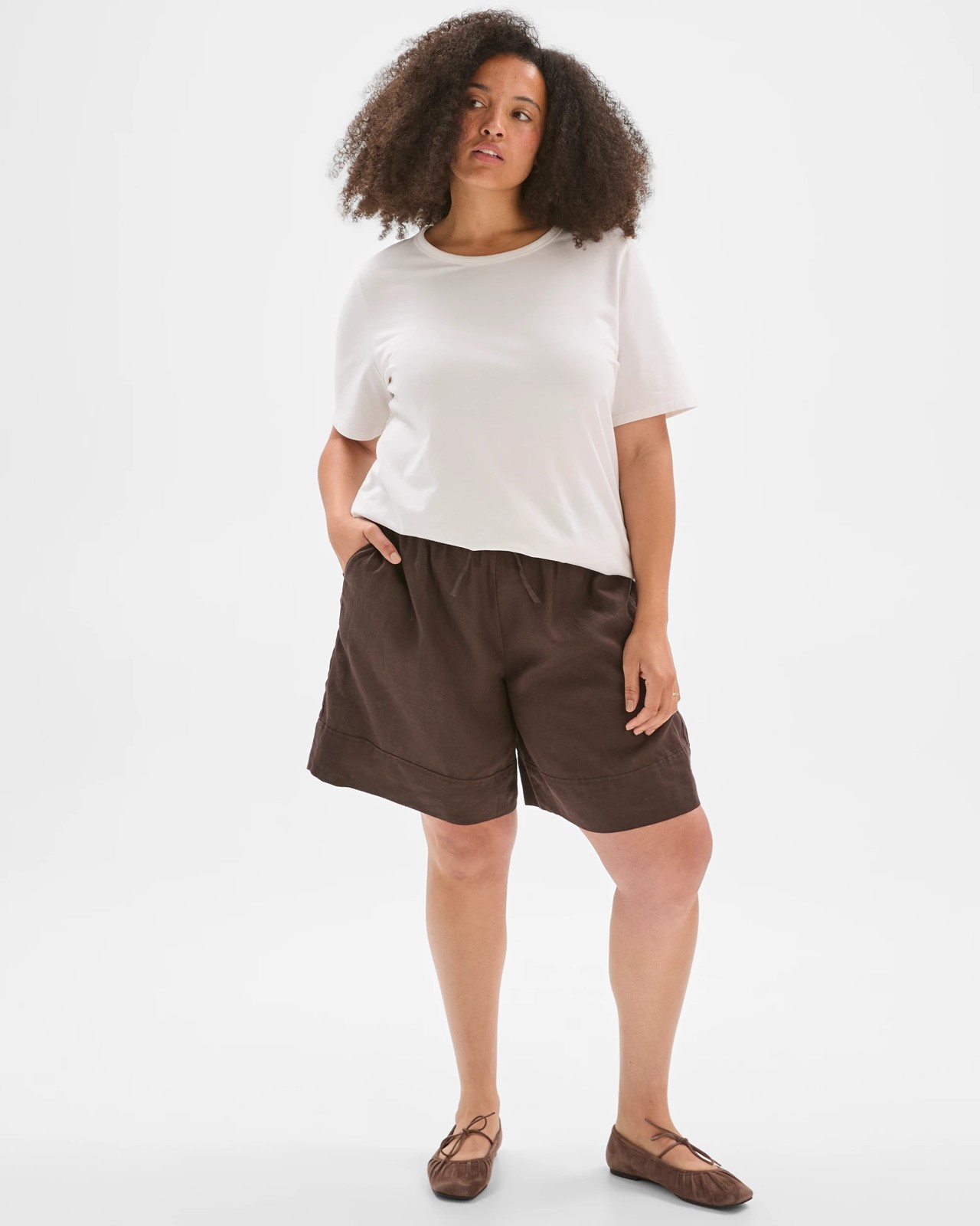 Plus Size European Linen Shorts - Brunette 3 of 6