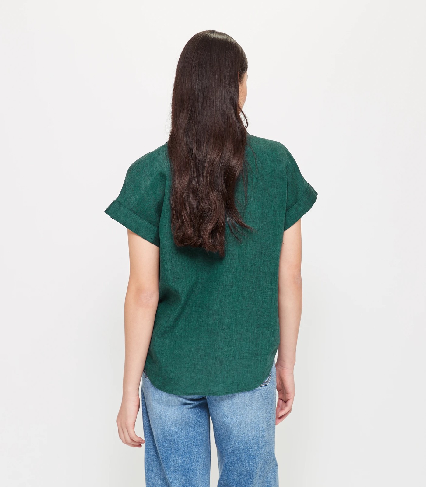 European Linen Roll Cuff Sleeve Blouse 4 of 6