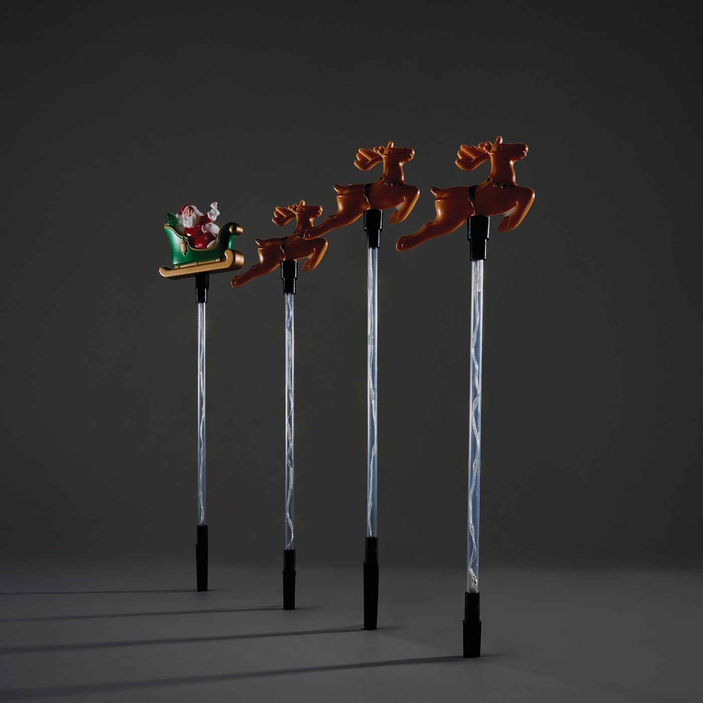 Anko 4 Pack Solar Powered LED Light-Up Multifunction Santa Sleigh Stakes 2 of 6