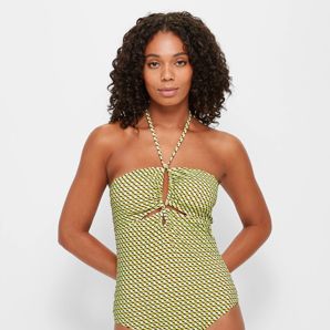 Yellow gingham one piece swimsuit top
