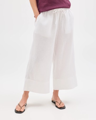 European Linen Cropped Pants