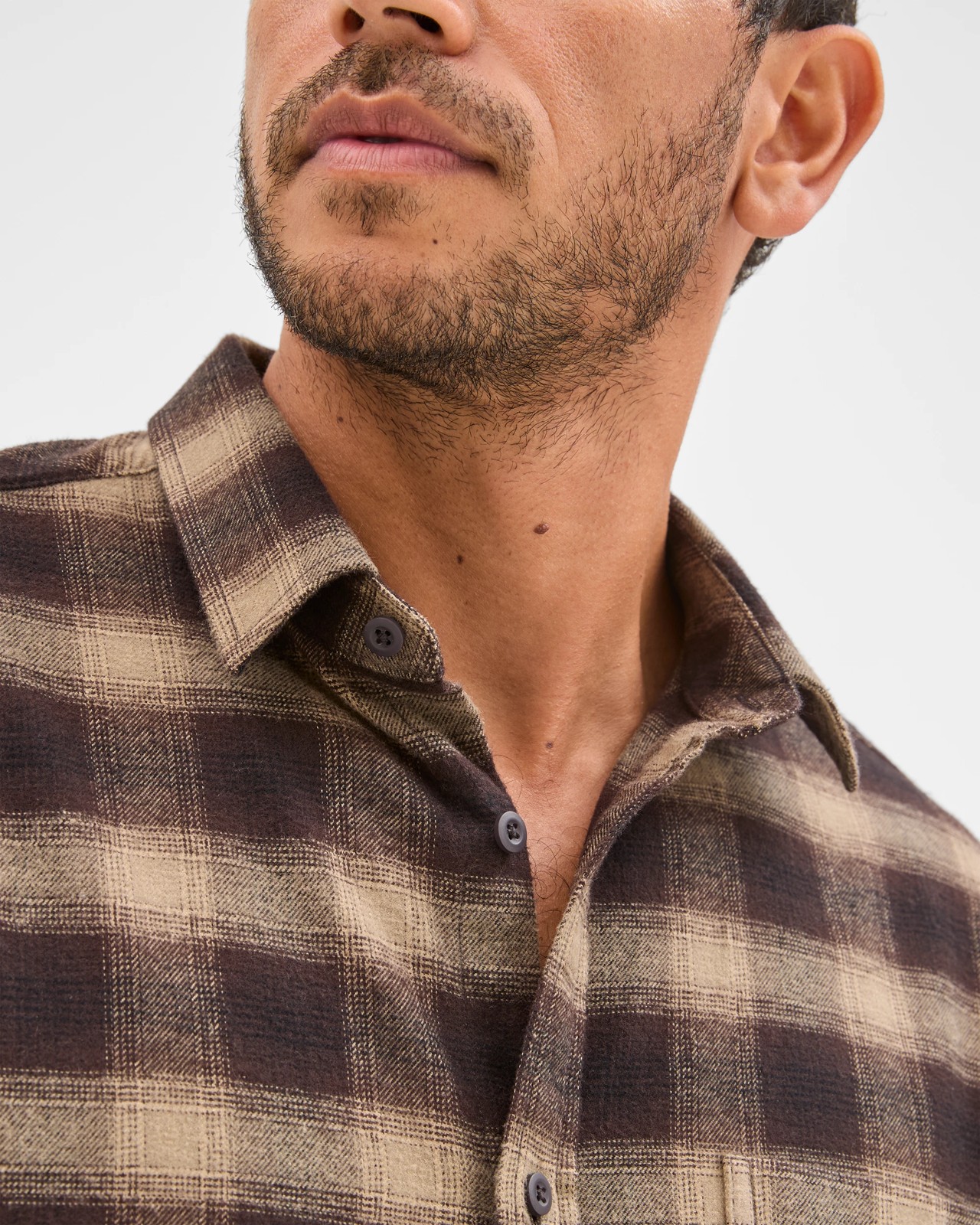 Australian Cotton Long Sleeve Flannelette Shirt  - Chocolate 3 of 5