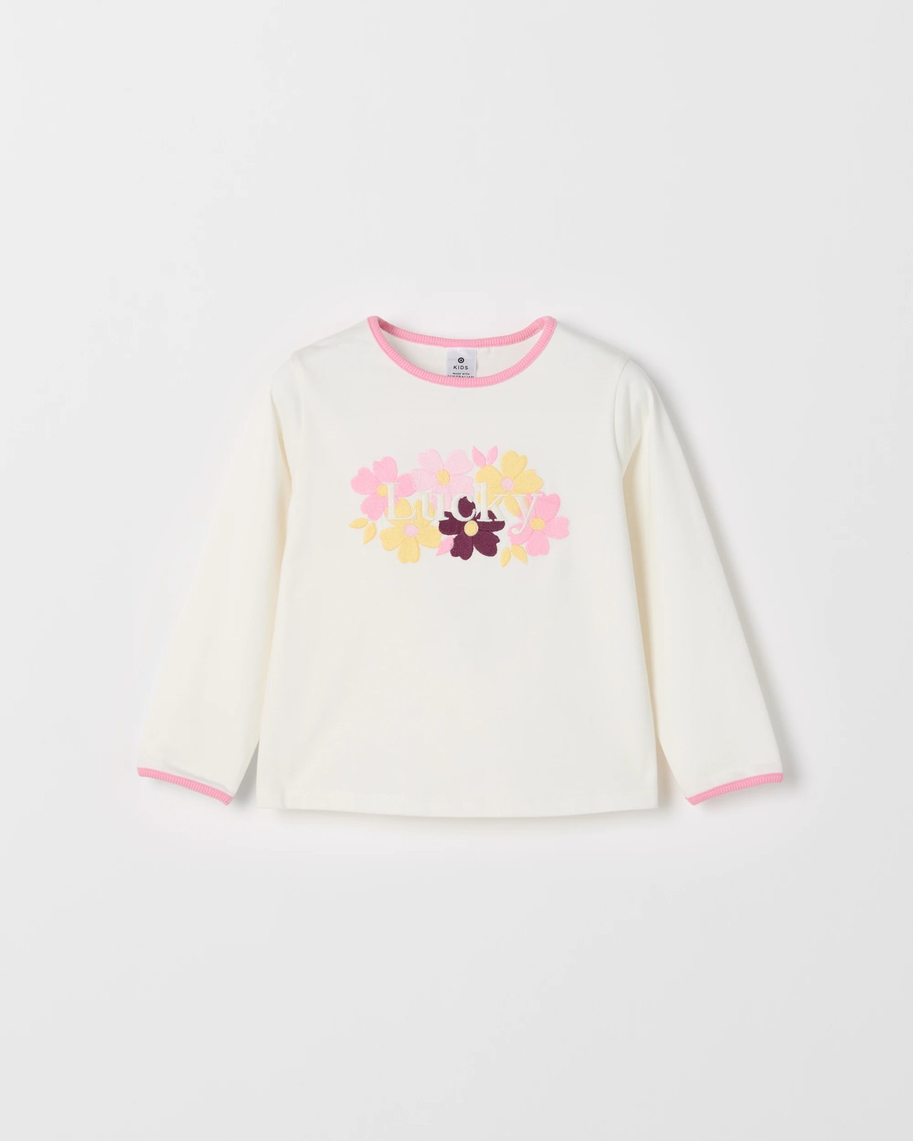 Australian Cotton Fashion Wide Long Sleeve T-Shirt - White 2 of 2