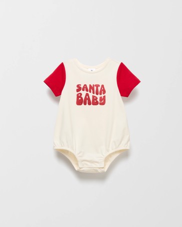 Baby Organic Cotton Christmas  Santa Baby Print Bodysuit