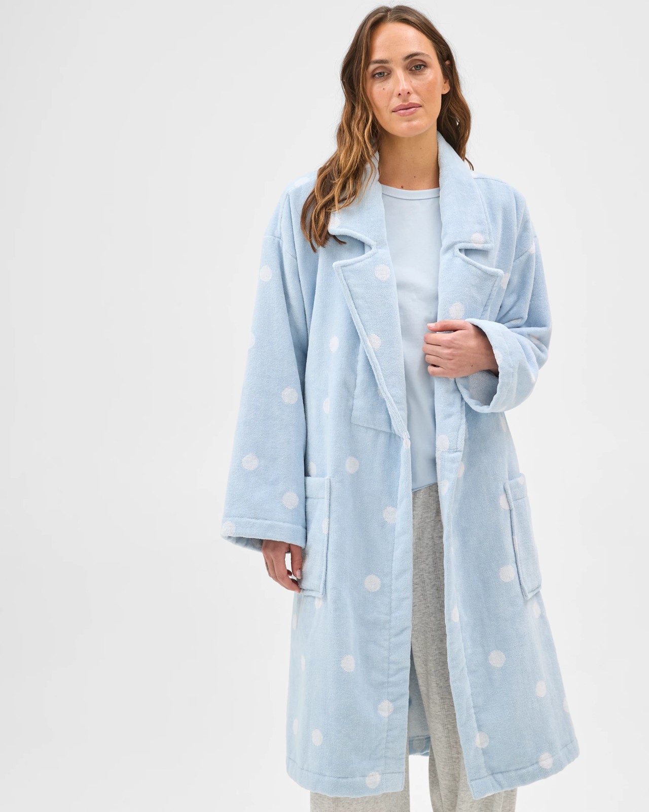 Australian Cotton Towelling Robe - Blue Spot 4 of 5