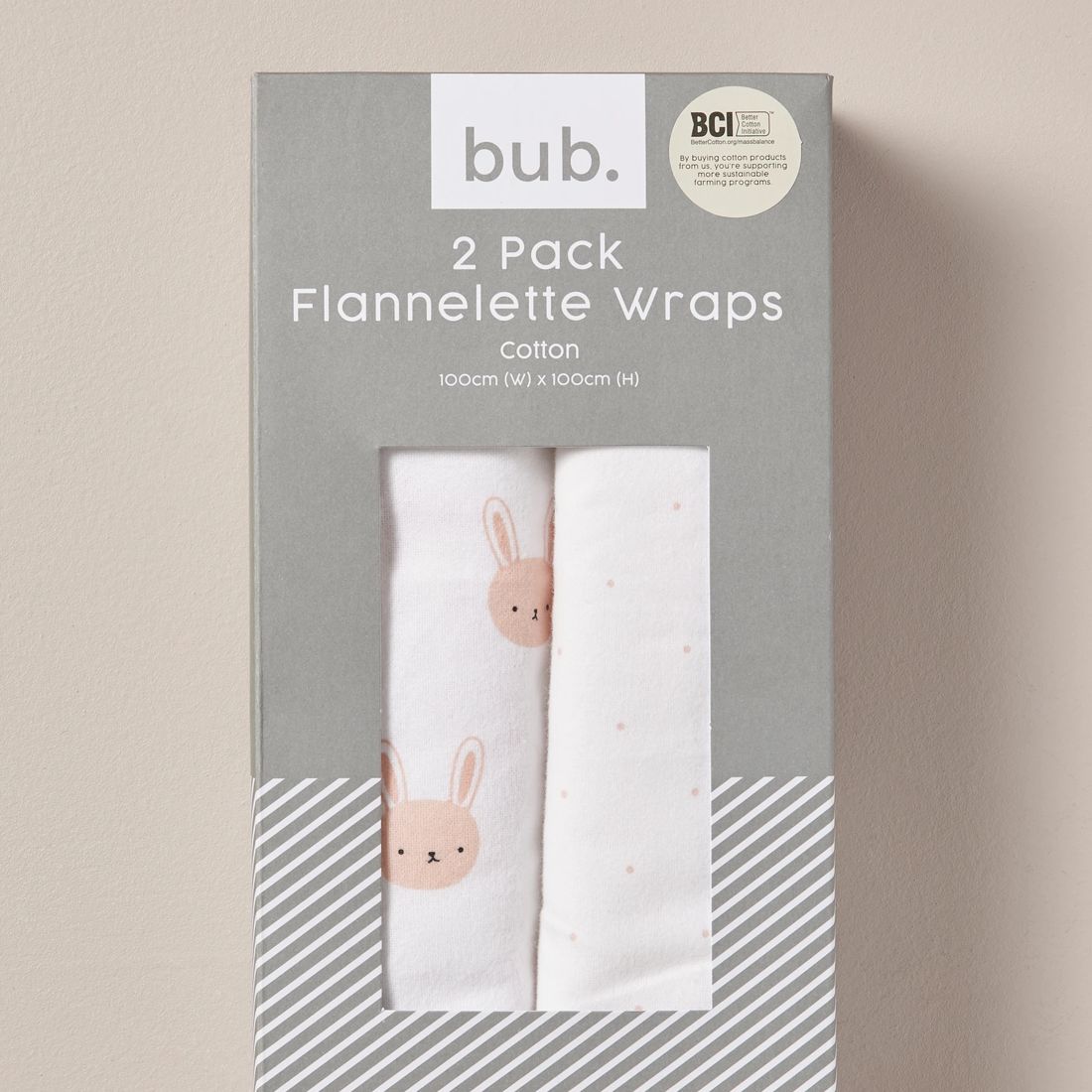 2 Pack bub. Flannelette Wraps Bunny Polka Dot Target Australia