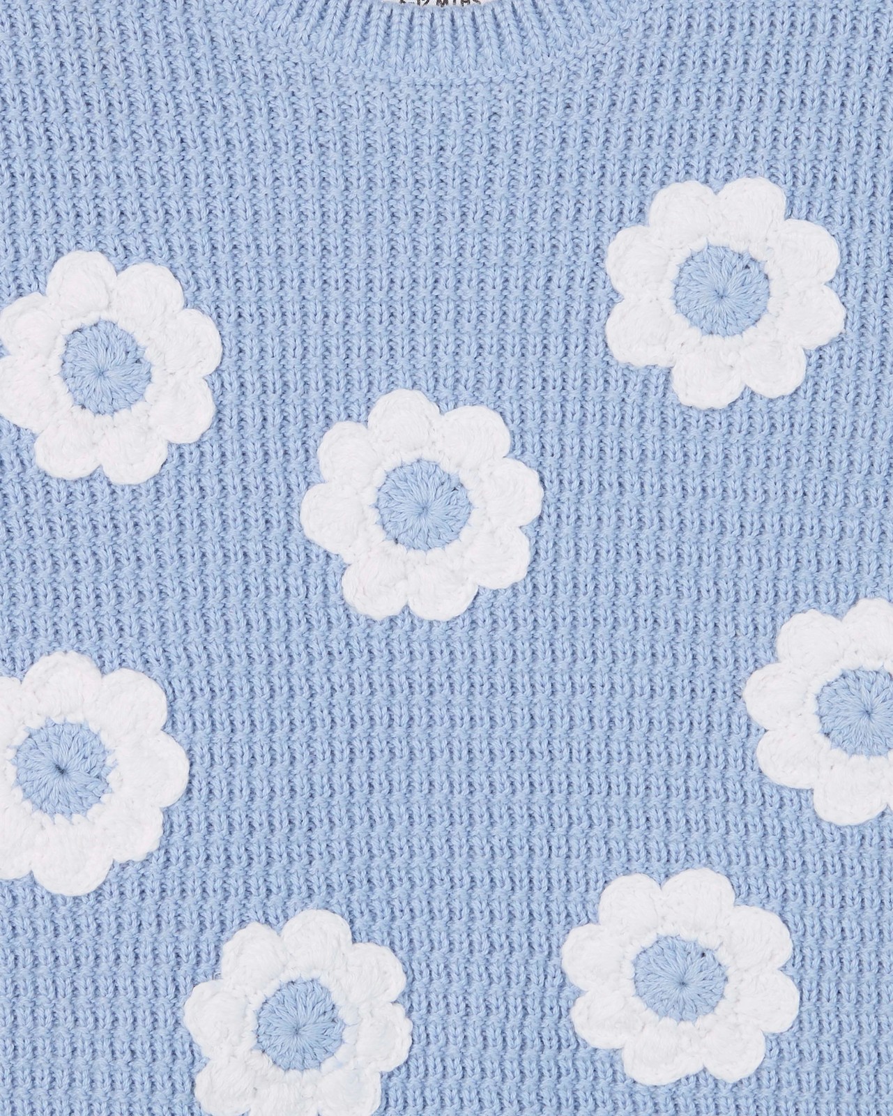 Baby Organic Cotton Knit Top & Pants 2 Piece Set - Flowers Blue 5 of 5