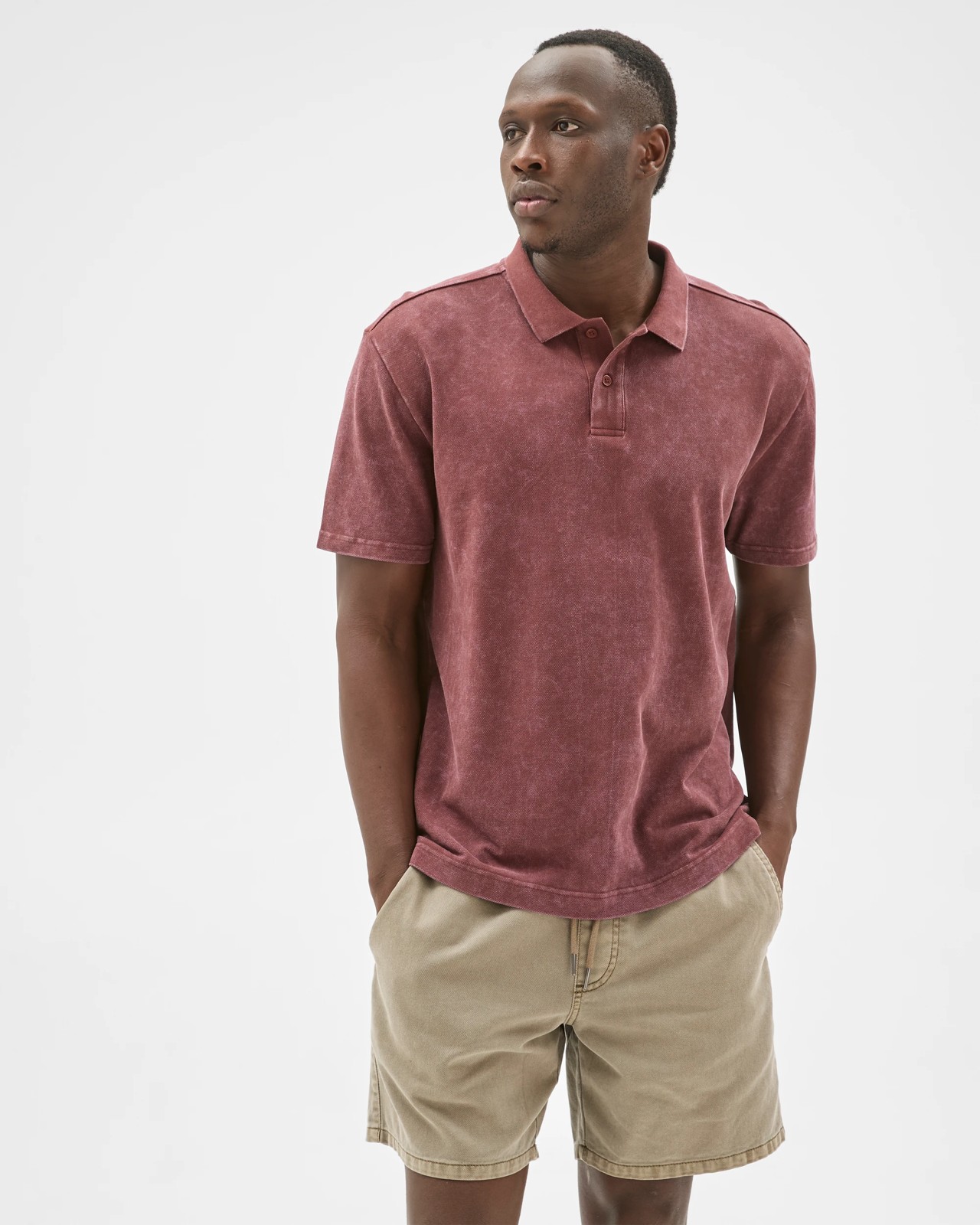 Commons Australian Cotton Overdyed Pique Polo Top - Rust Wash 3 of 6