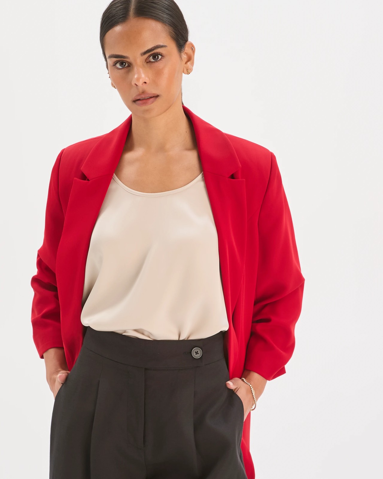 Preview Ruched Sleeve Blazer - Scarlet Red 3 of 6