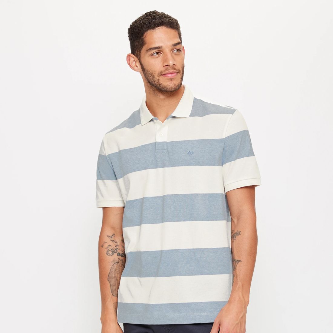 Short Sleeve Block Stripe Polo Shirt - Light Blue | Target Australia