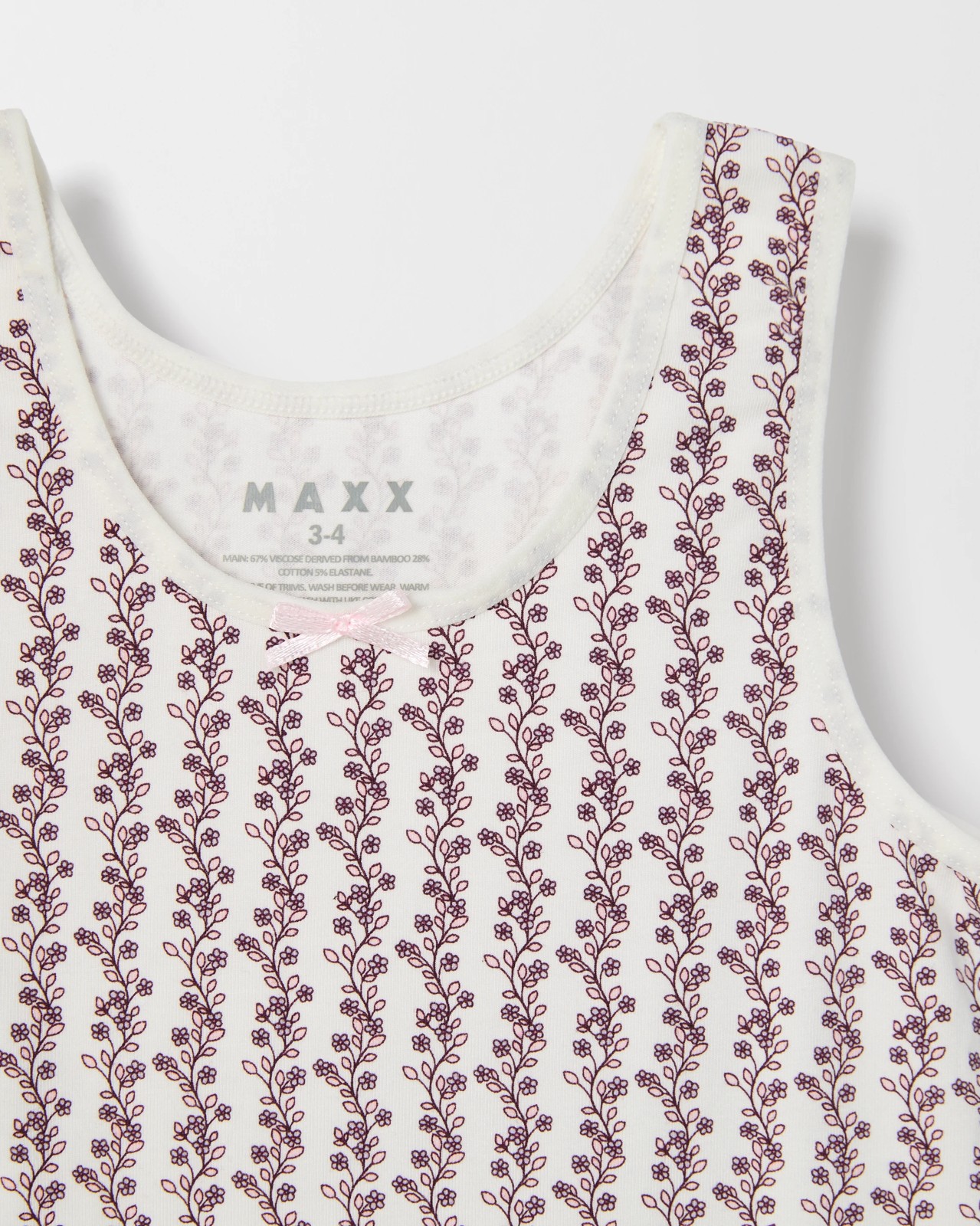 Maxx Bamboo 3 Pack Girls Vests - Floral 5 of 5