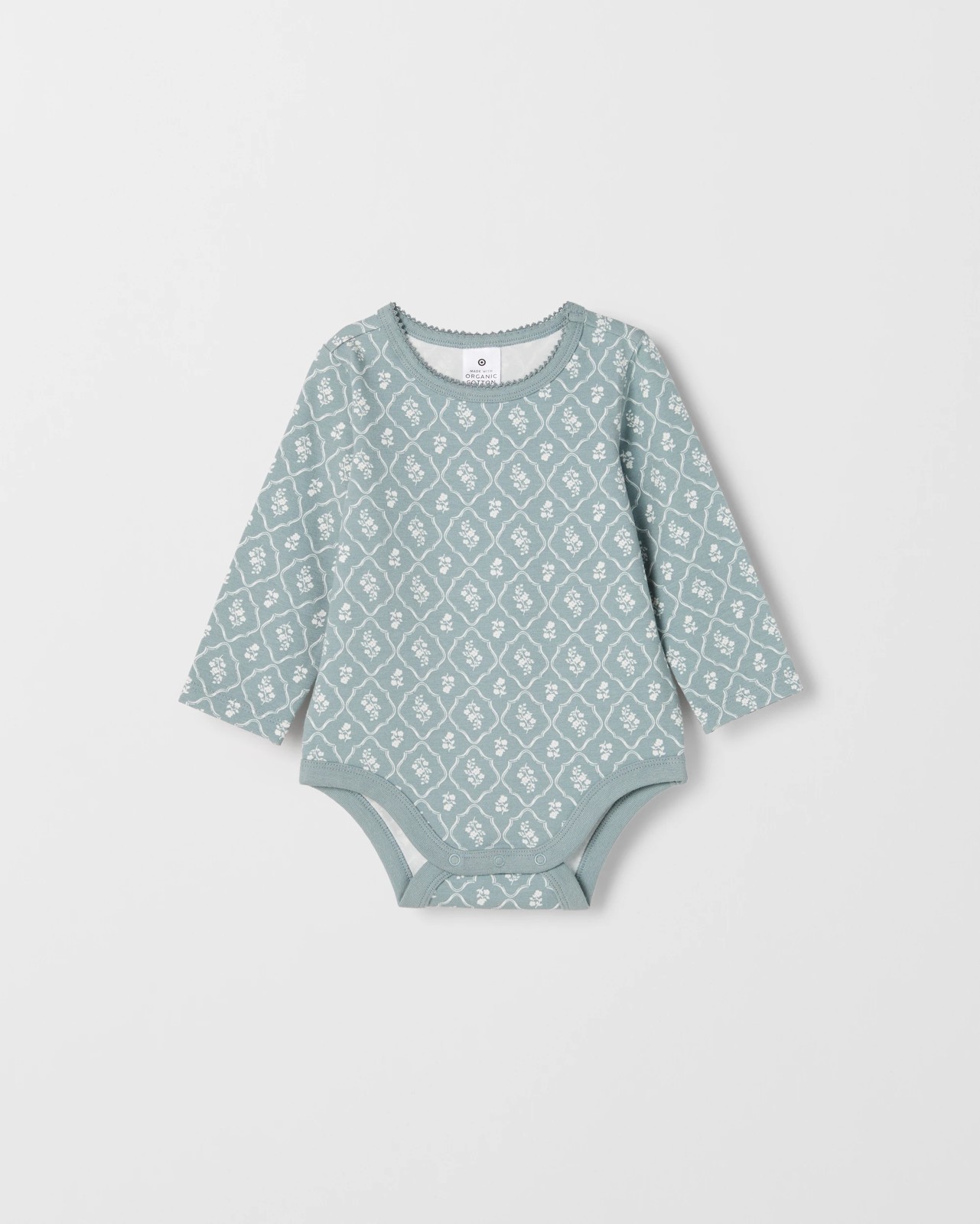Baby Organic Cotton 3 Pack Long Sleeve Pointelle/Rib Bodysuit - Blue Flow 3 of 5