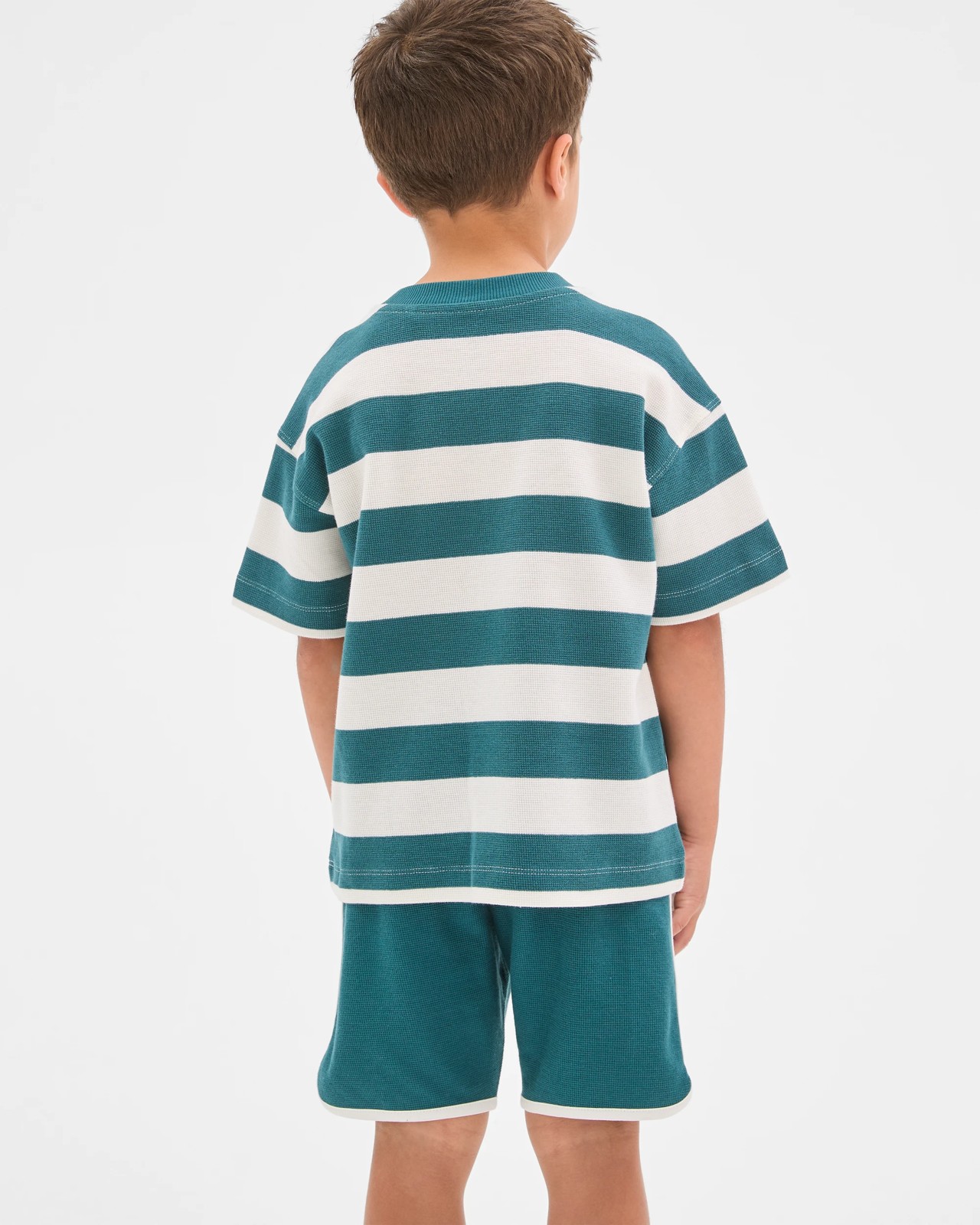 Australian Cotton Textured T-Shirt and Shorts 2 Piece Set - Green 4 of 5