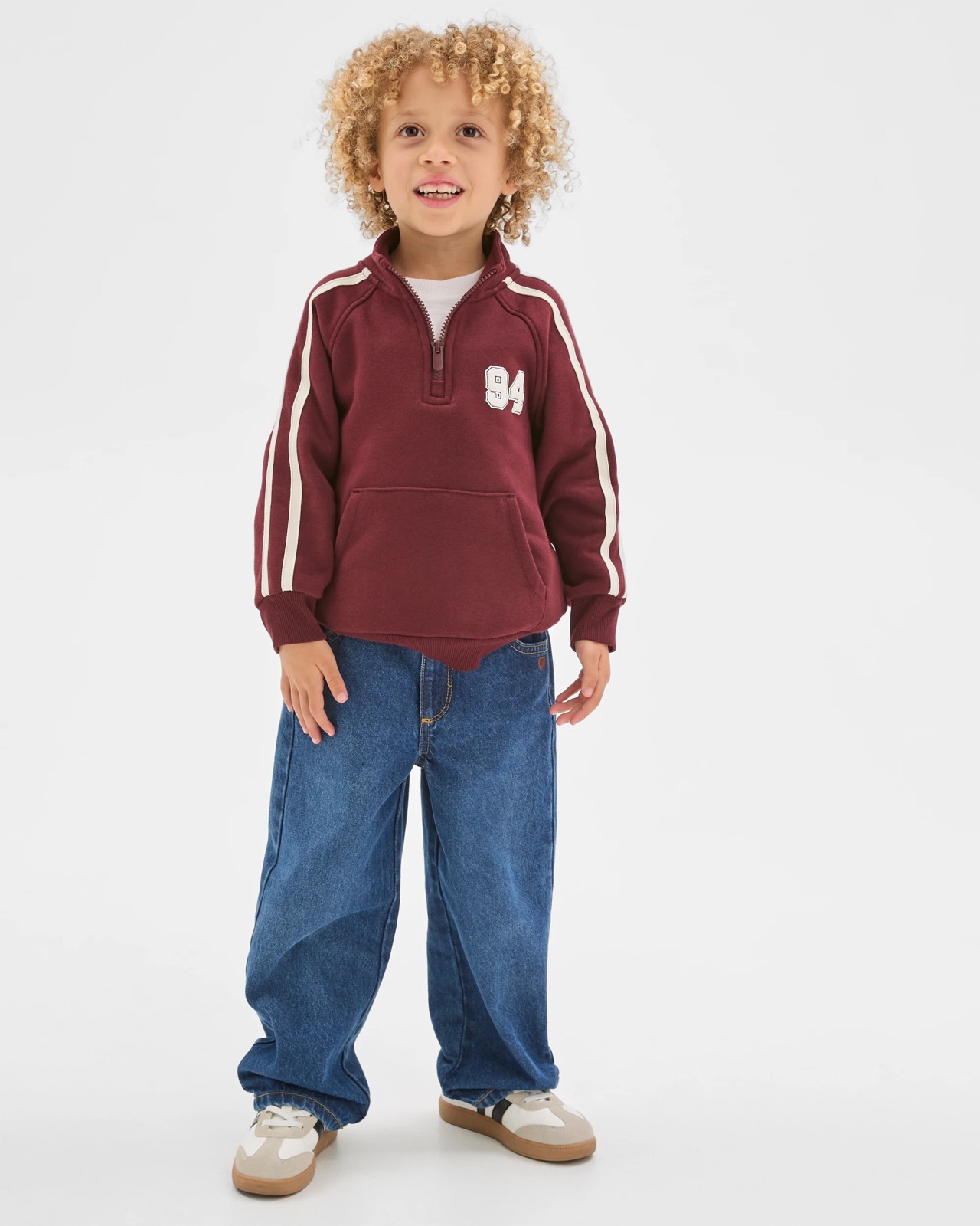 Australian Cotton Blend 1/4 Zip Jumper - Port Royal Burgundy 2 of 5