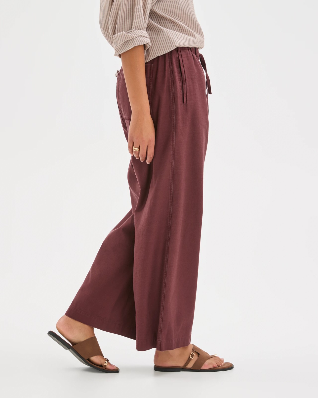 Australian Cotton Textured Cotton Pants - Chocolate Plum 5 of 6