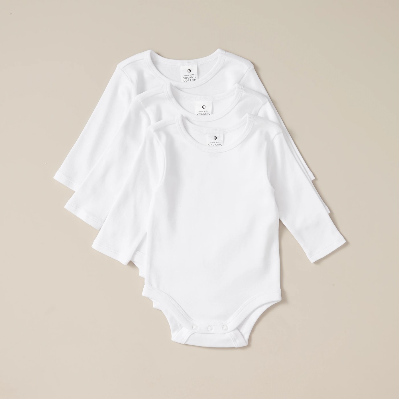3 Pack Baby Organic Cotton Long Sleeve Bodysuits 5 of 5